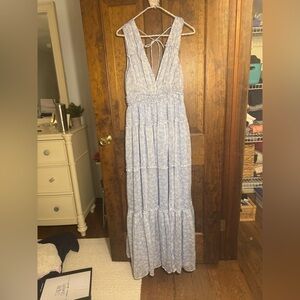 Astr Light Blue Floral Maxi Dress